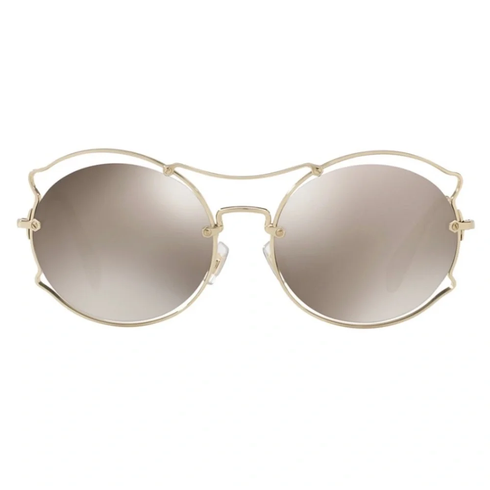 Designer NEW IN BOX - MIU MIU MU 50SS Round Wire Rim Designer Sunglasses, Gold